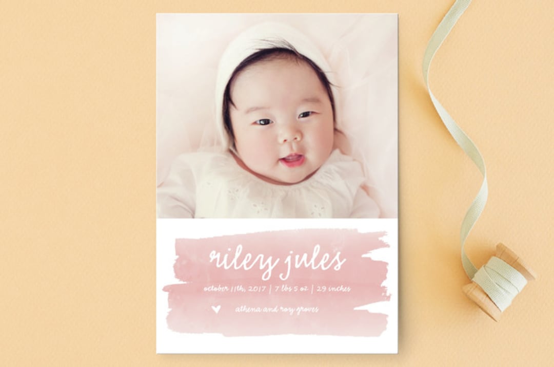 "Sweet Splash" - Birth Announcements in Blush by SimpleTe Design - Front