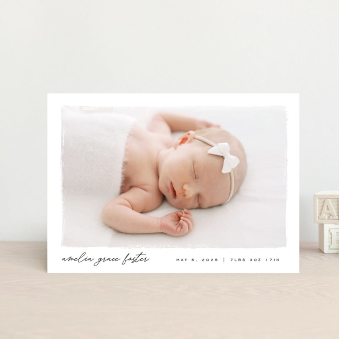 "Edgy" - Birth Announcements in Snow by Pixel and Hank - Front
