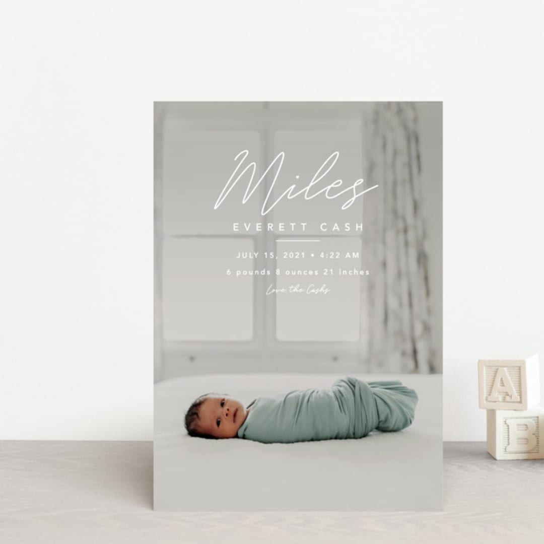 "Miles" - Birth Announcements in Snow by Megan Cash - Front