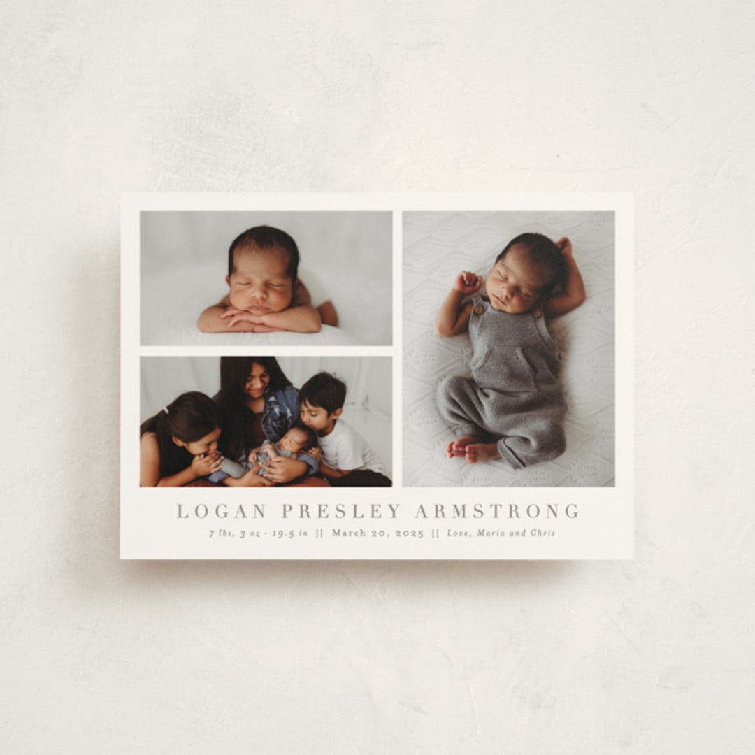 "Menil" - Birth Announcements in Fawn by Megan Davis - Front