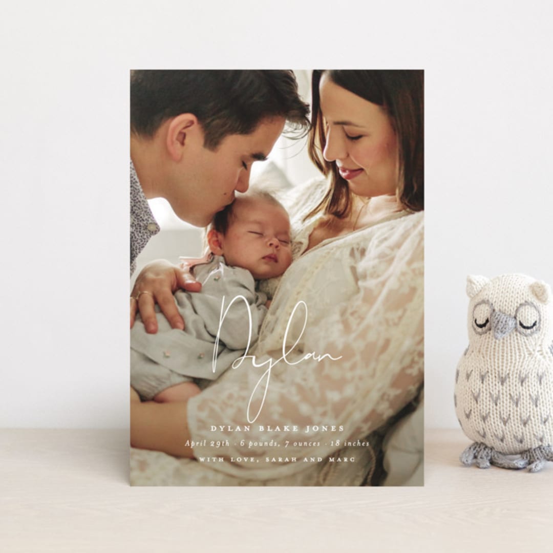 "Delicate" - Birth Announcements in Powder by Sara Hicks Malone - Front