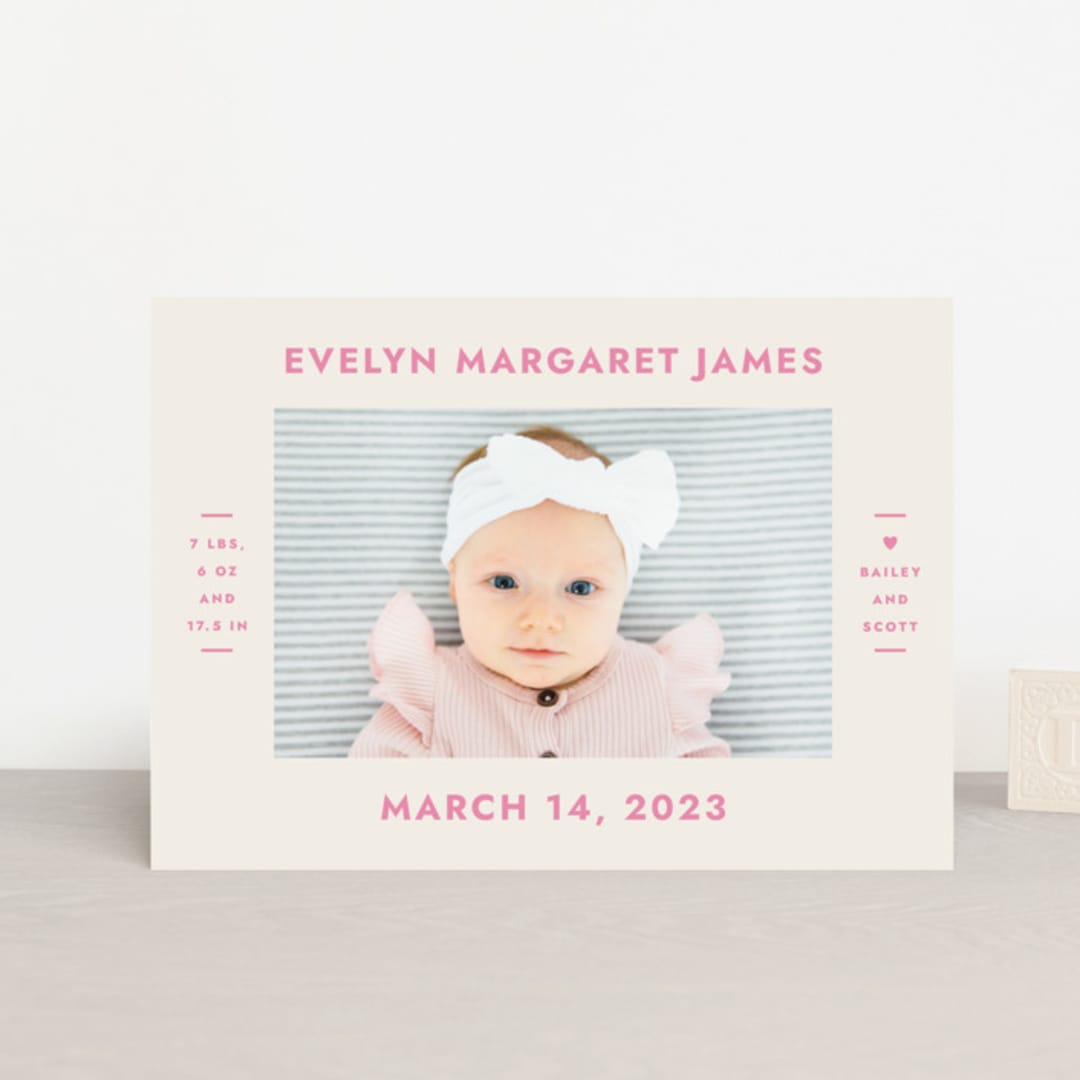"present perfect" - Birth Announcements in Peony by Megan Davis - Front