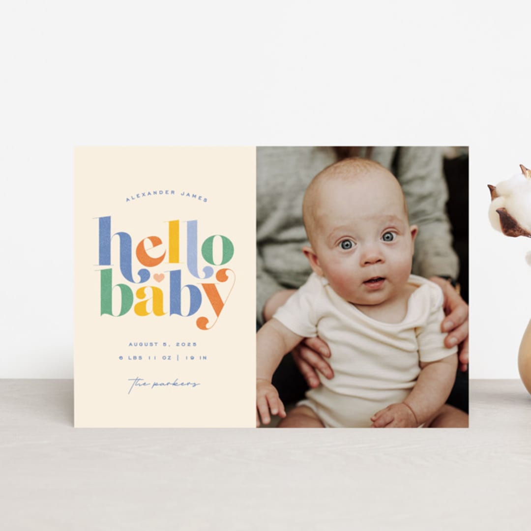 "Hello Sweet baby" - Birth Announcements in Bluebird by Jessica Corliss - Front