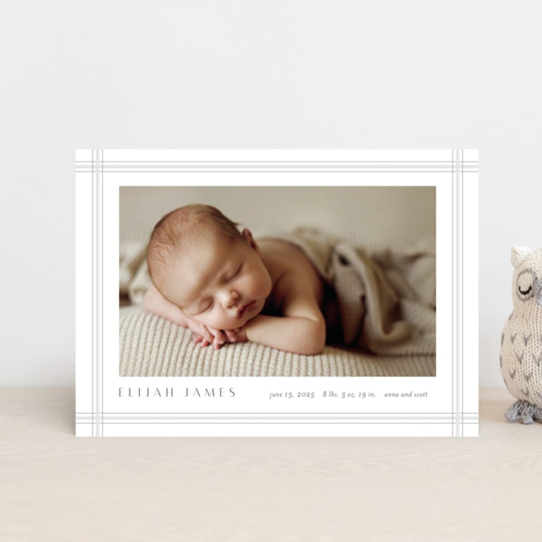 "Soft plaid" - Birth Announcements in Cement by Stacey Meacham - Front