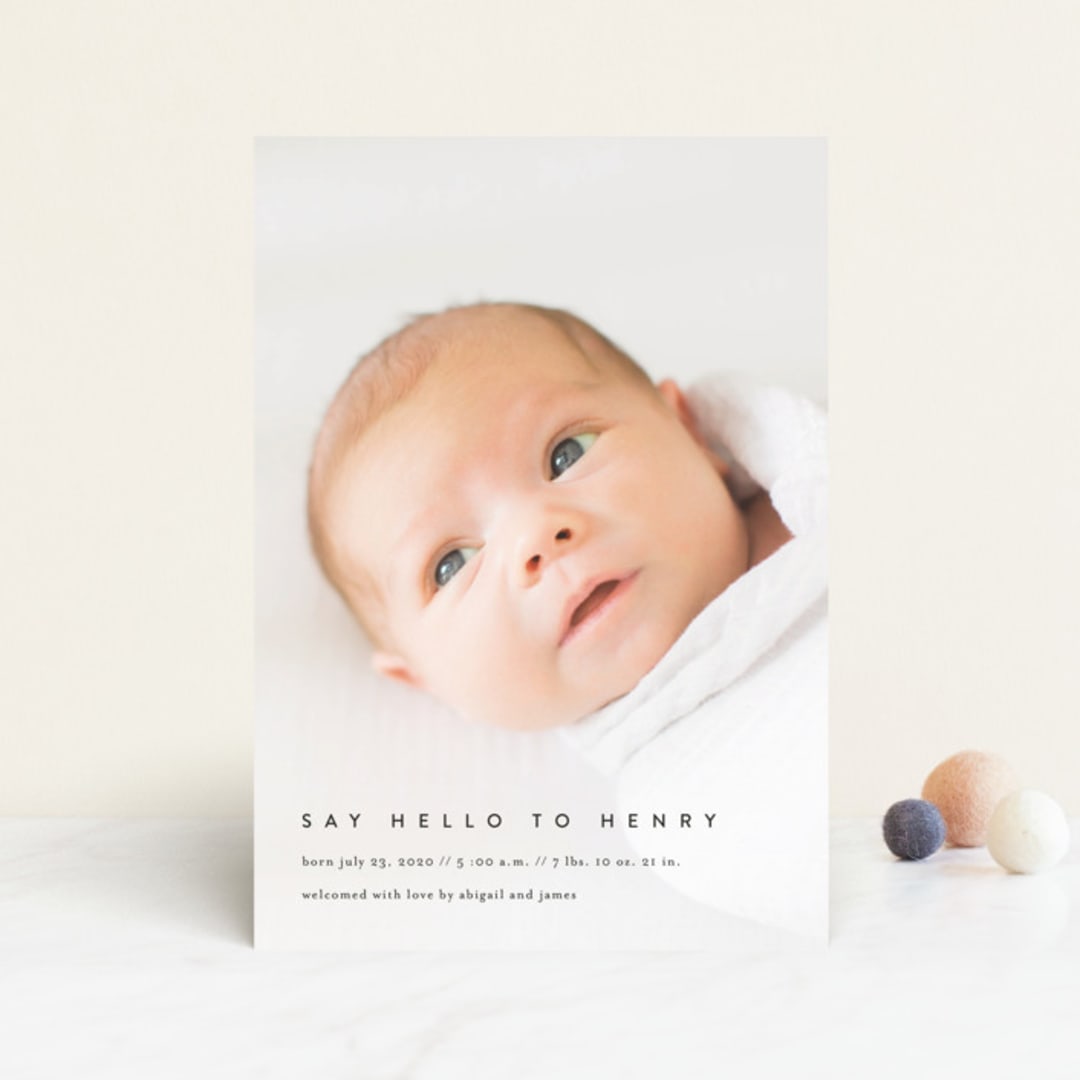 "Say Hello To..." - Birth Announcements in Onyx by Jennifer Postorino - Front