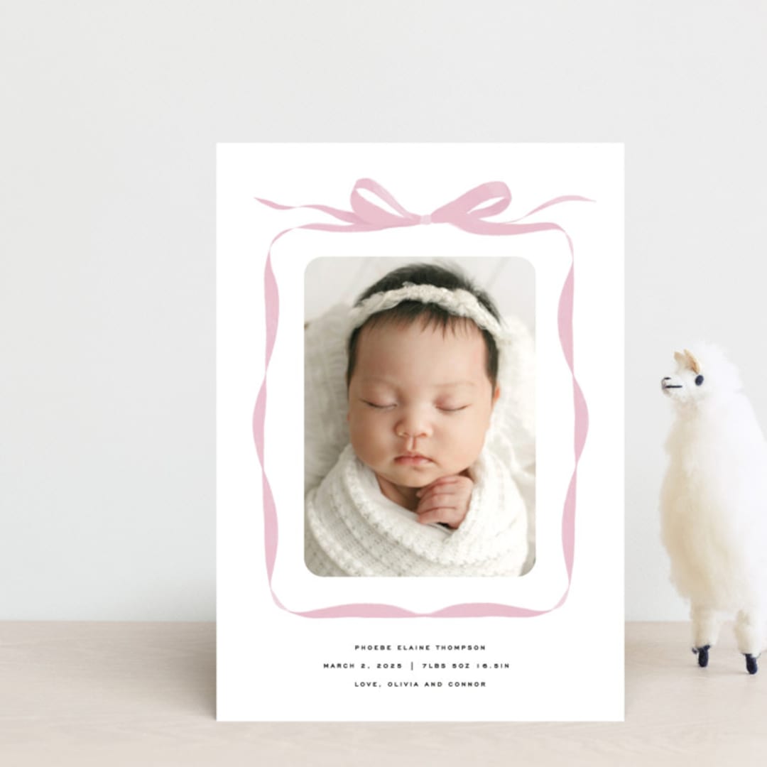 "Bow" - Birth Announcements in Poppy by Olivia Kanaley Inman - Front