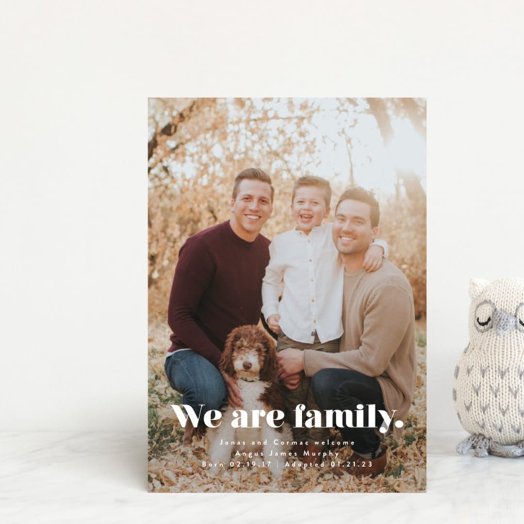 "We Are Family" - Birth Announcements in Cotton by Corinne Malesic - Front