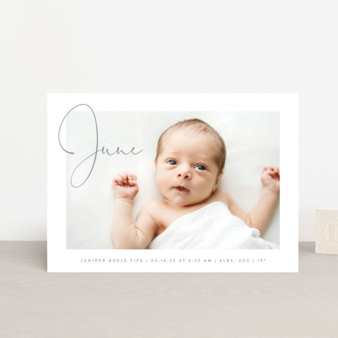 "Chic Introduction" - Birth Announcements in Storm by Olivia Raufman - Front