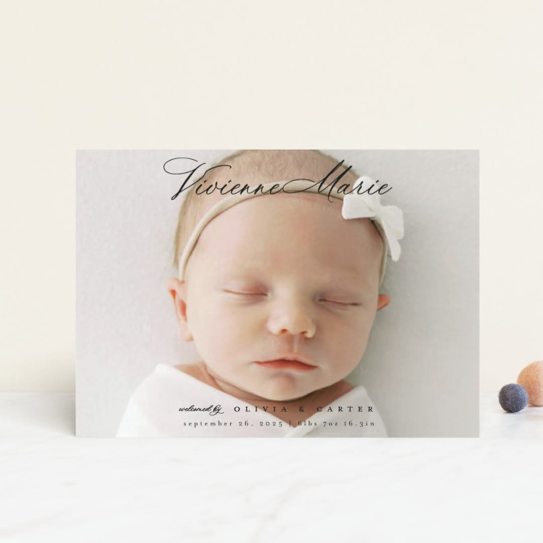 "Enchanted Love" - Birth Announcements in Noir by Ashlee Townsend - Front
