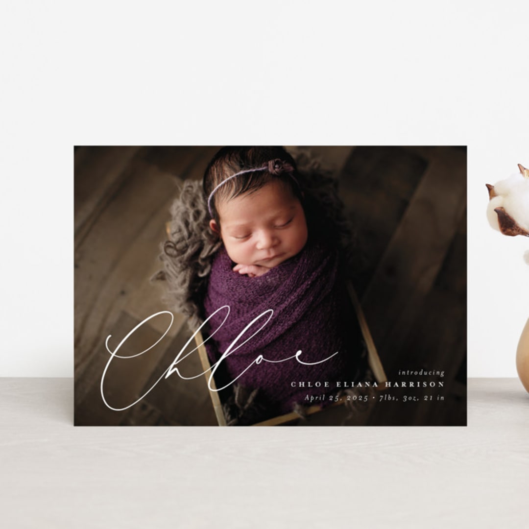"Just Lovely" - Birth Announcements in Shell by Lea Delaveris - Front
