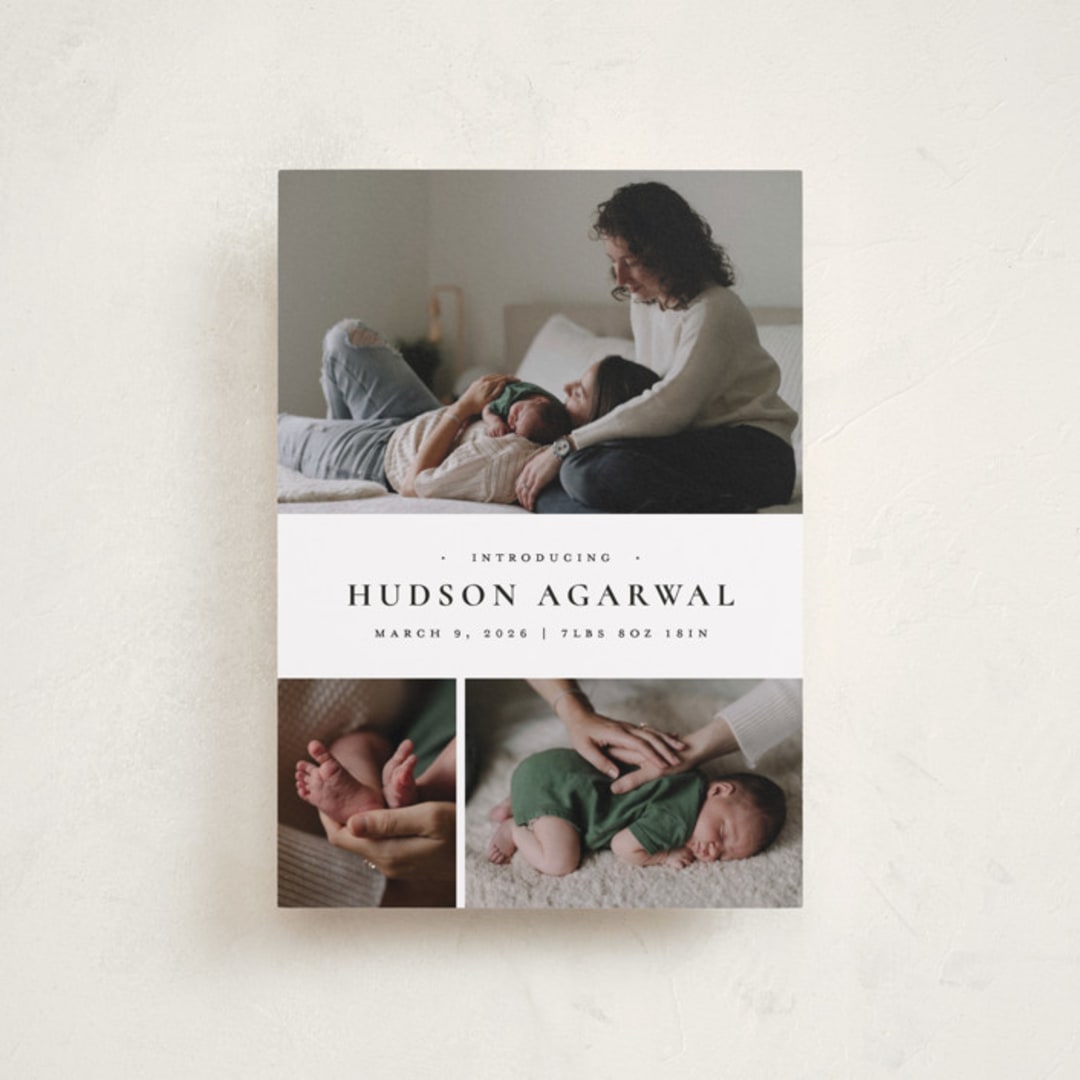 "Quartzite" - Birth Announcements in Noir by Wildfield Paper Co - Front