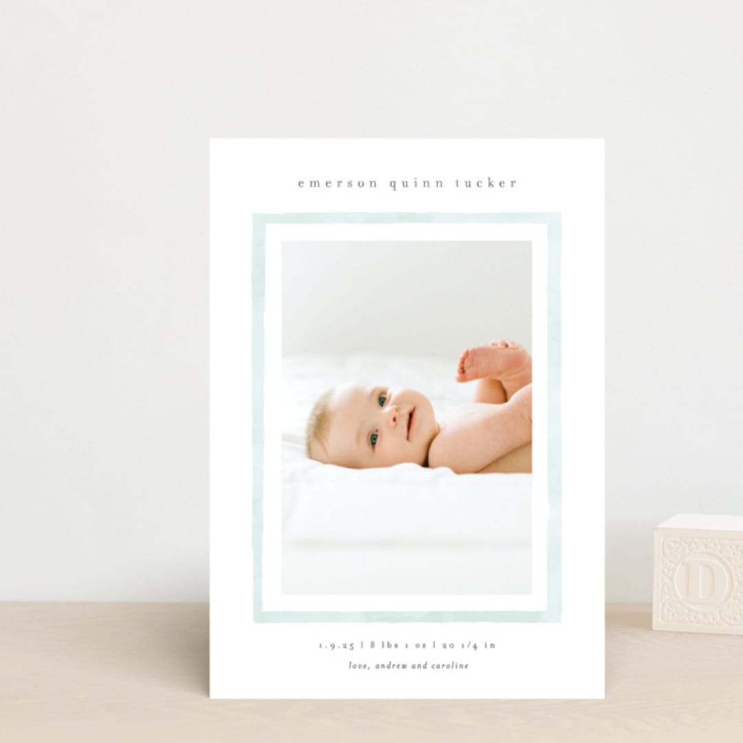 "Golightly" - Birth Announcements in Mint by Lauren Chism - Front