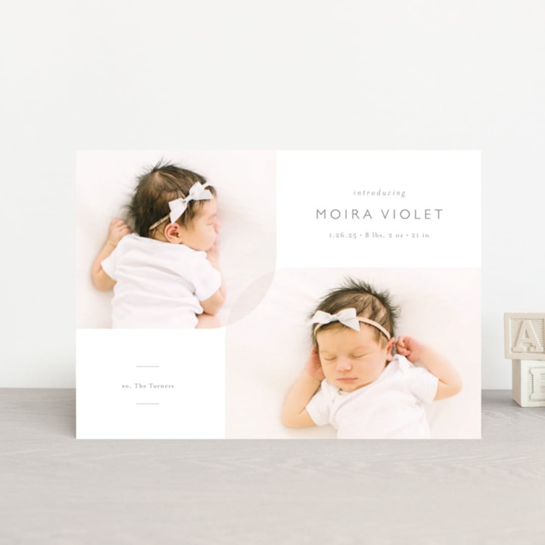 "Curved Duo" - Birth Announcements in Stone by Carolyn MacLaren - Front