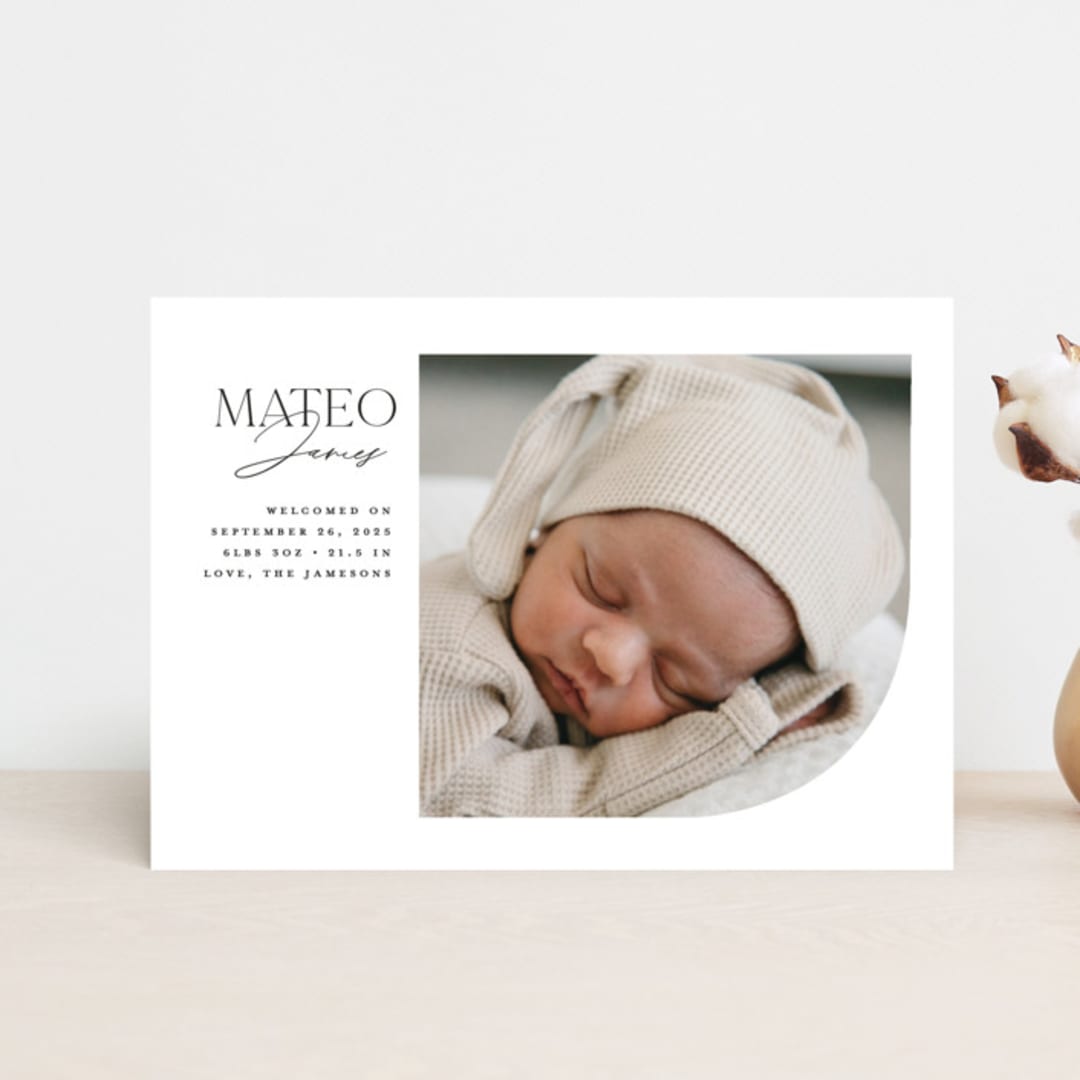 "Modern Arc" - Birth Announcements in Snow by Erin Deegan - Front