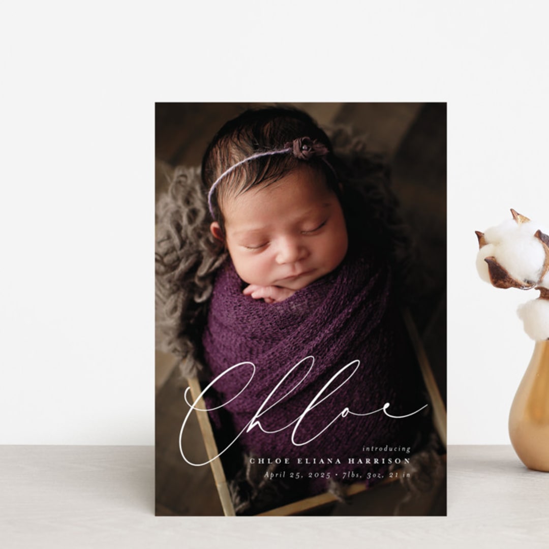 "Just Lovely" - Birth Announcements in Shell by Lea Delaveris - Front