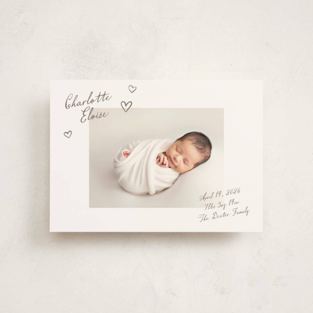 "Written" - Birth Announcements in Sand by Pixel and Hank - Front