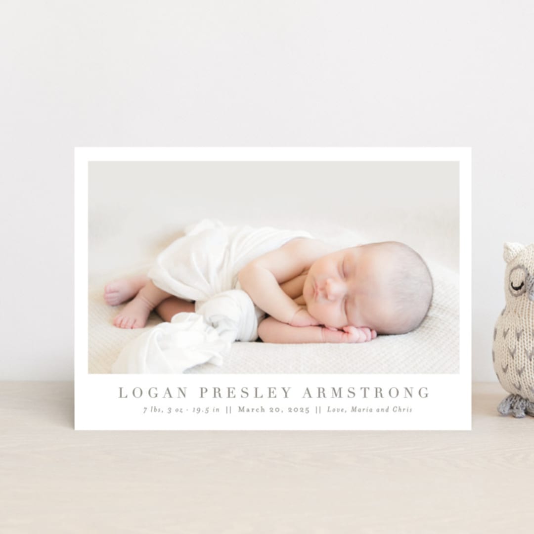 "Menil" - Birth Announcements in Fawn by Megan Davis - Front