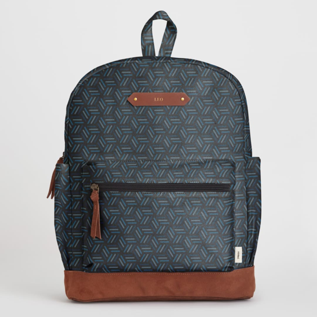 "Tricube" - Backpack in Black by Katherine Moynagh - Front with Optional Personalization