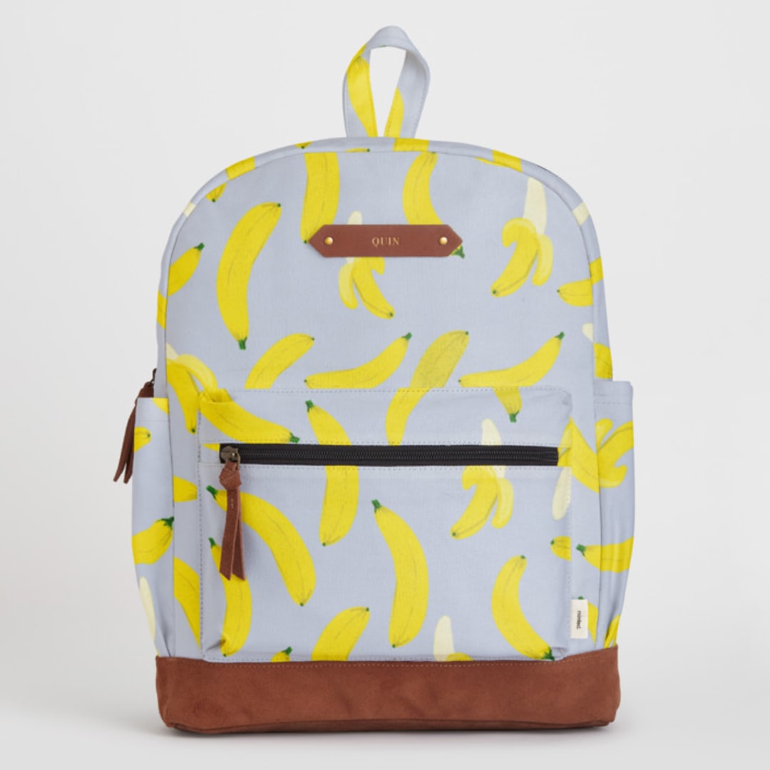 "Go Bananas" - Backpack in Banana by Baumbirdy - Front with Optional Personalization