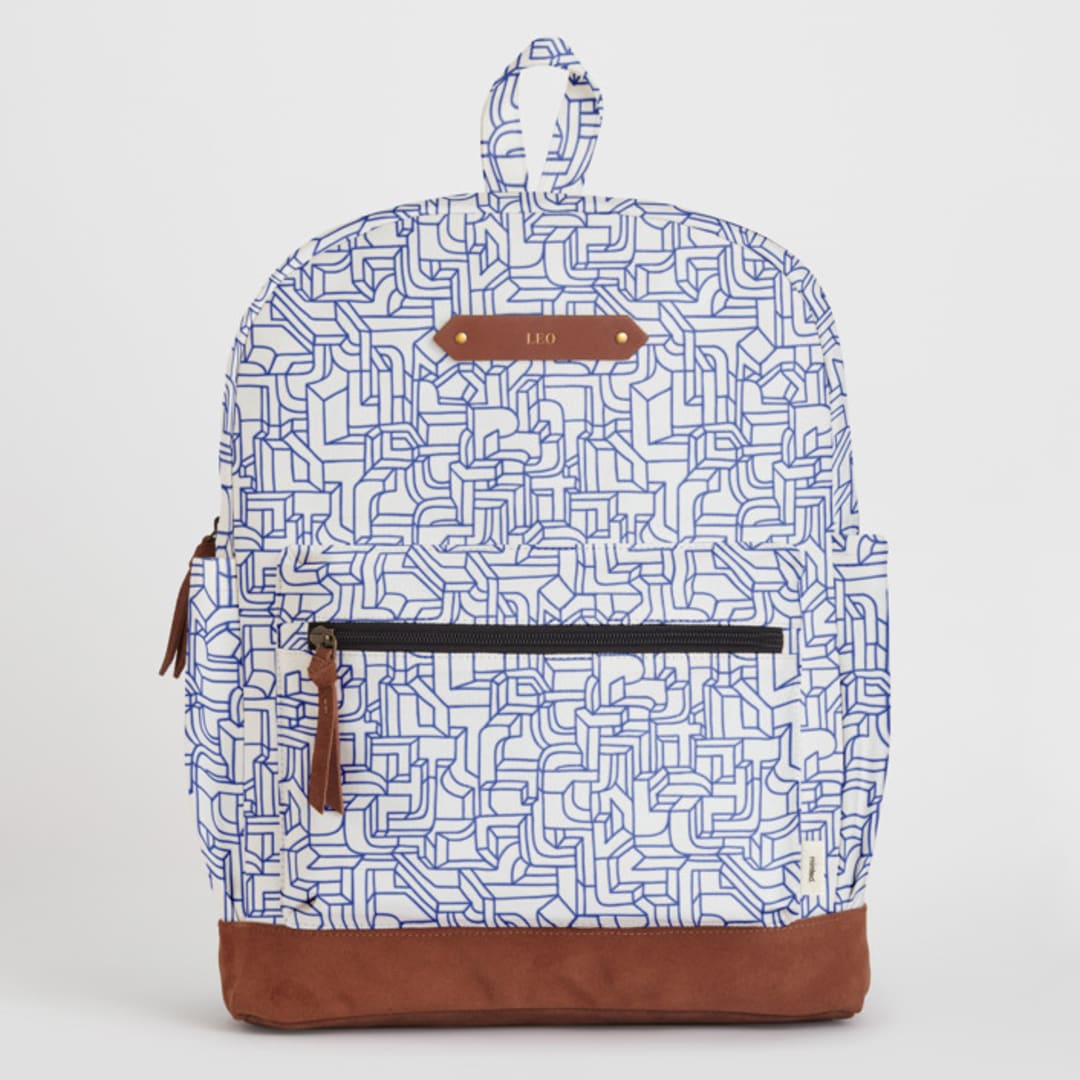 "blue ink" - Backpack in Azure by so-mi - Front with Optional Personalization