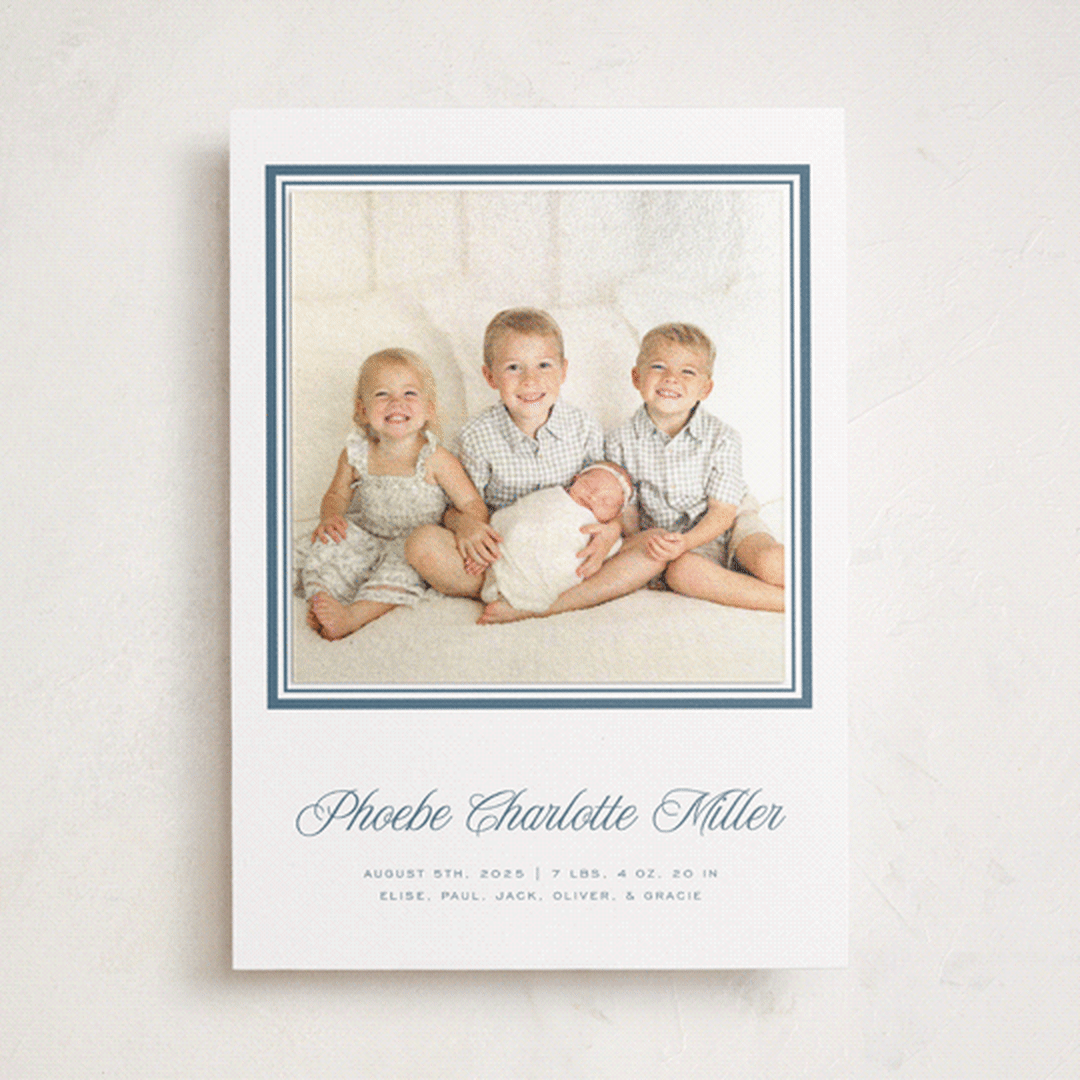 "Lauren" - Birth Announcement Photo Mount Cards in Carolina by Blustery August - Front