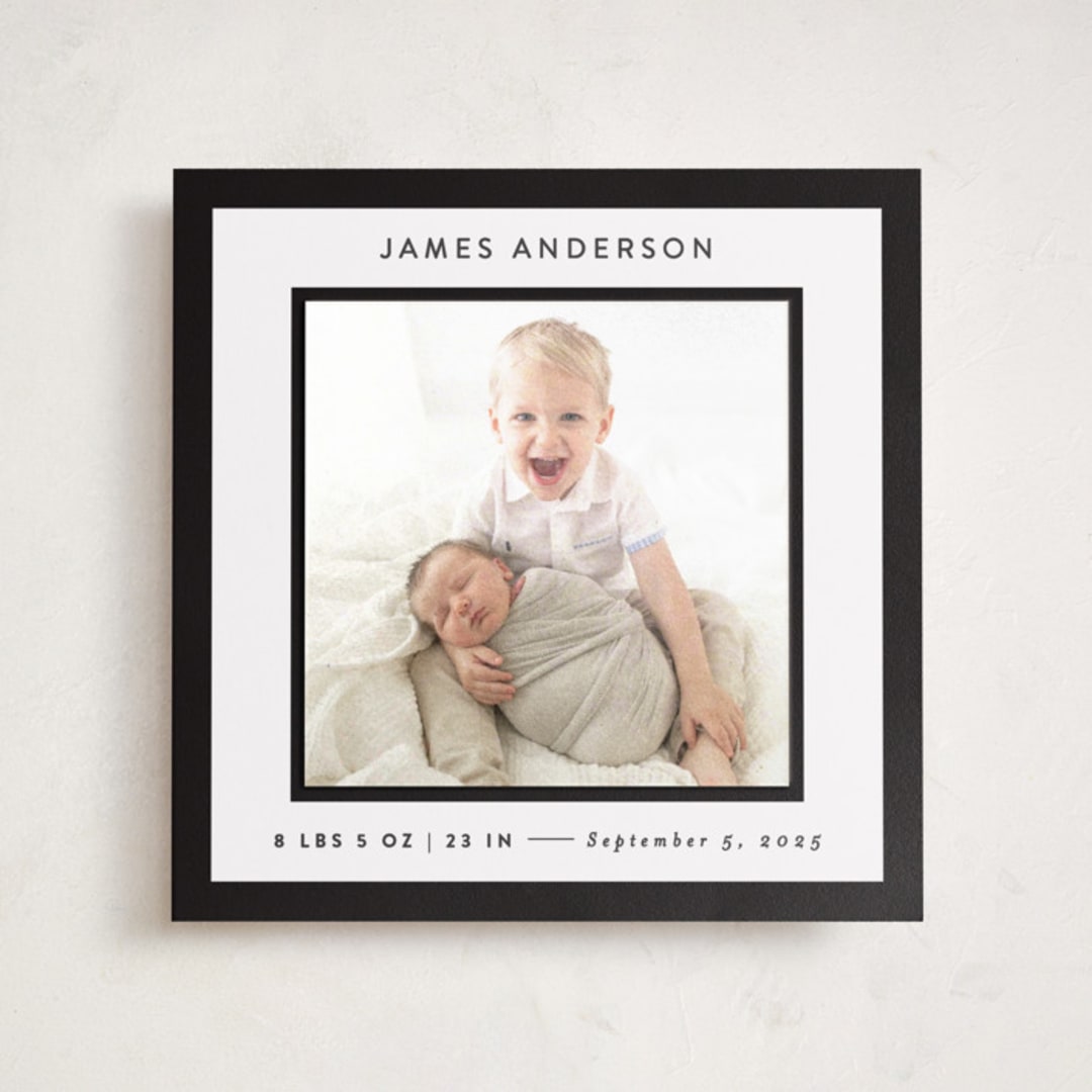 "square" - Birth Announcement Photo Mount Cards in Charcoal by JoAnn Jinks - Front