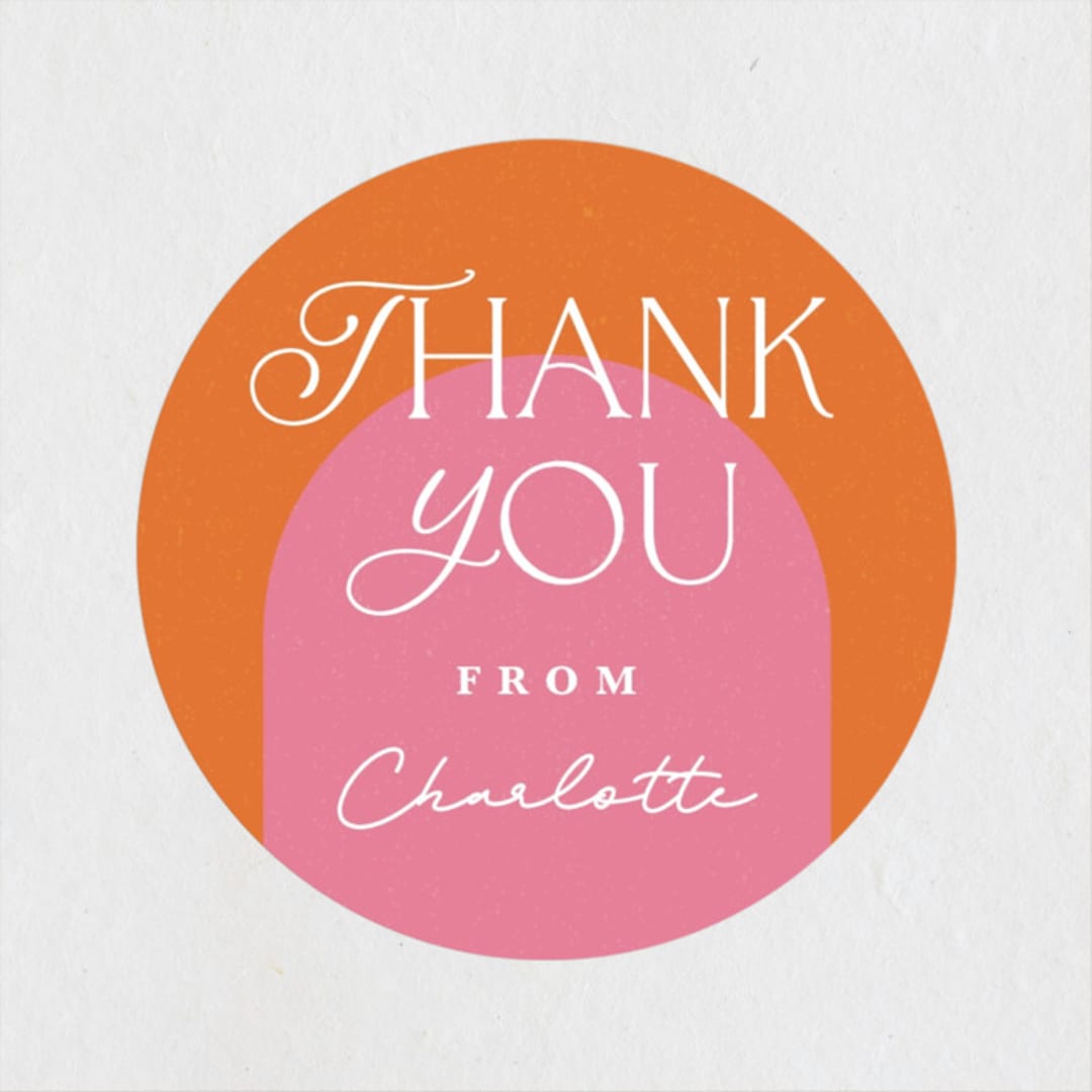 "Color Block Arch" - Wedding Favor Stickers in Tangerine by Maria Alou - Front