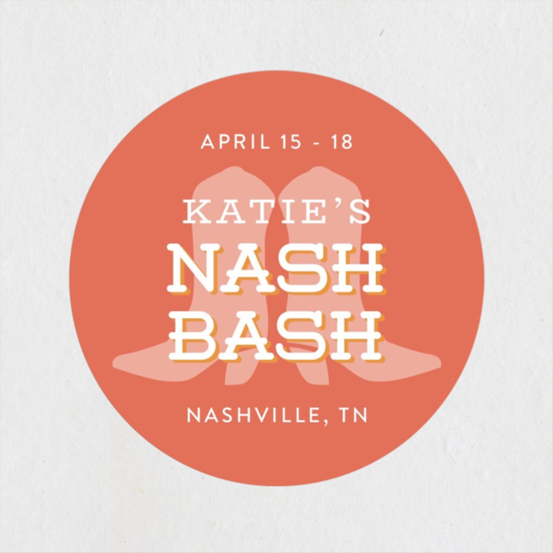 "Nash Bash" - Wedding Favor Stickers in Coral by Cindy Reynolds - Front