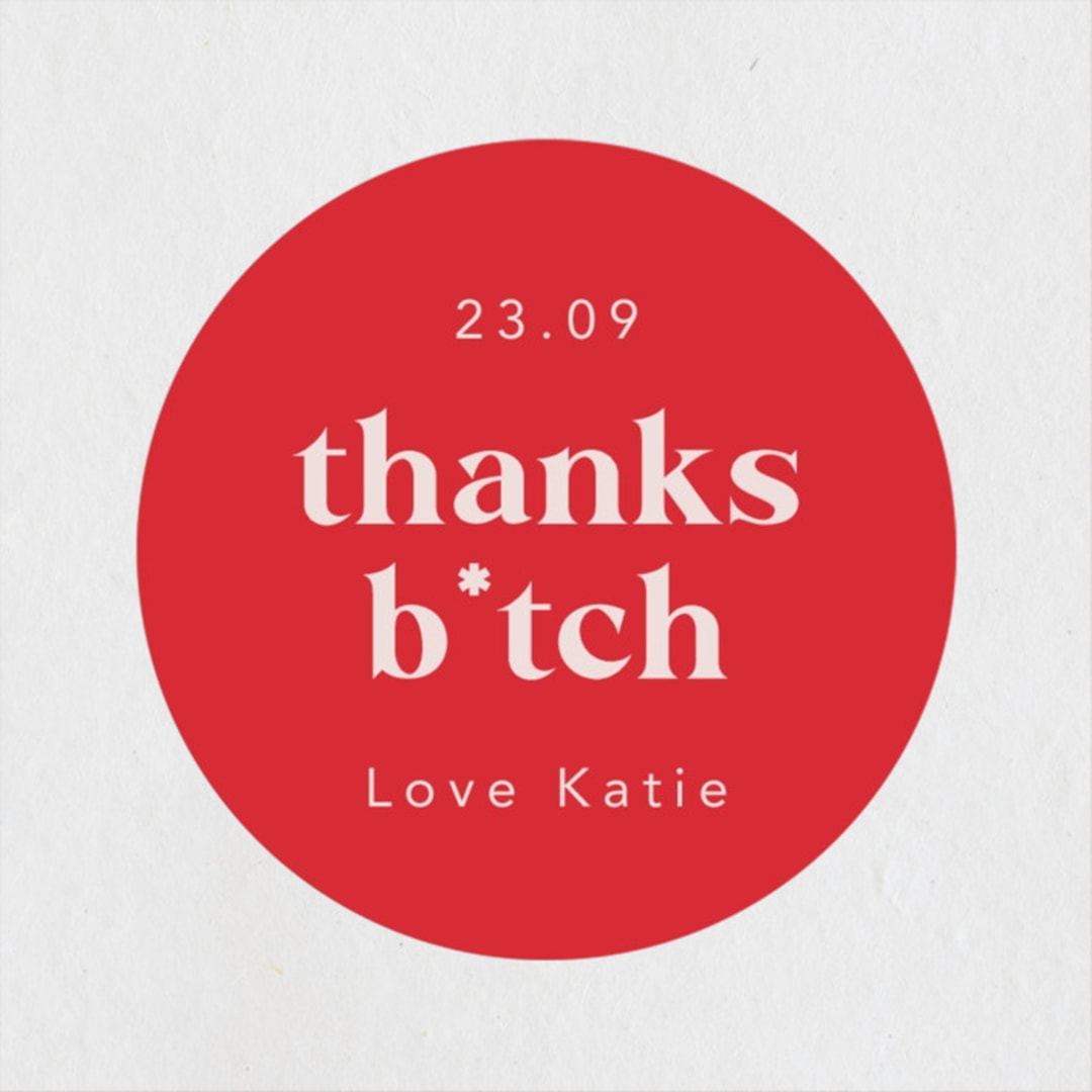 "Bach Sh*t Crazy" - Wedding Favor Stickers in Rose by Hudson meet Rose - Front