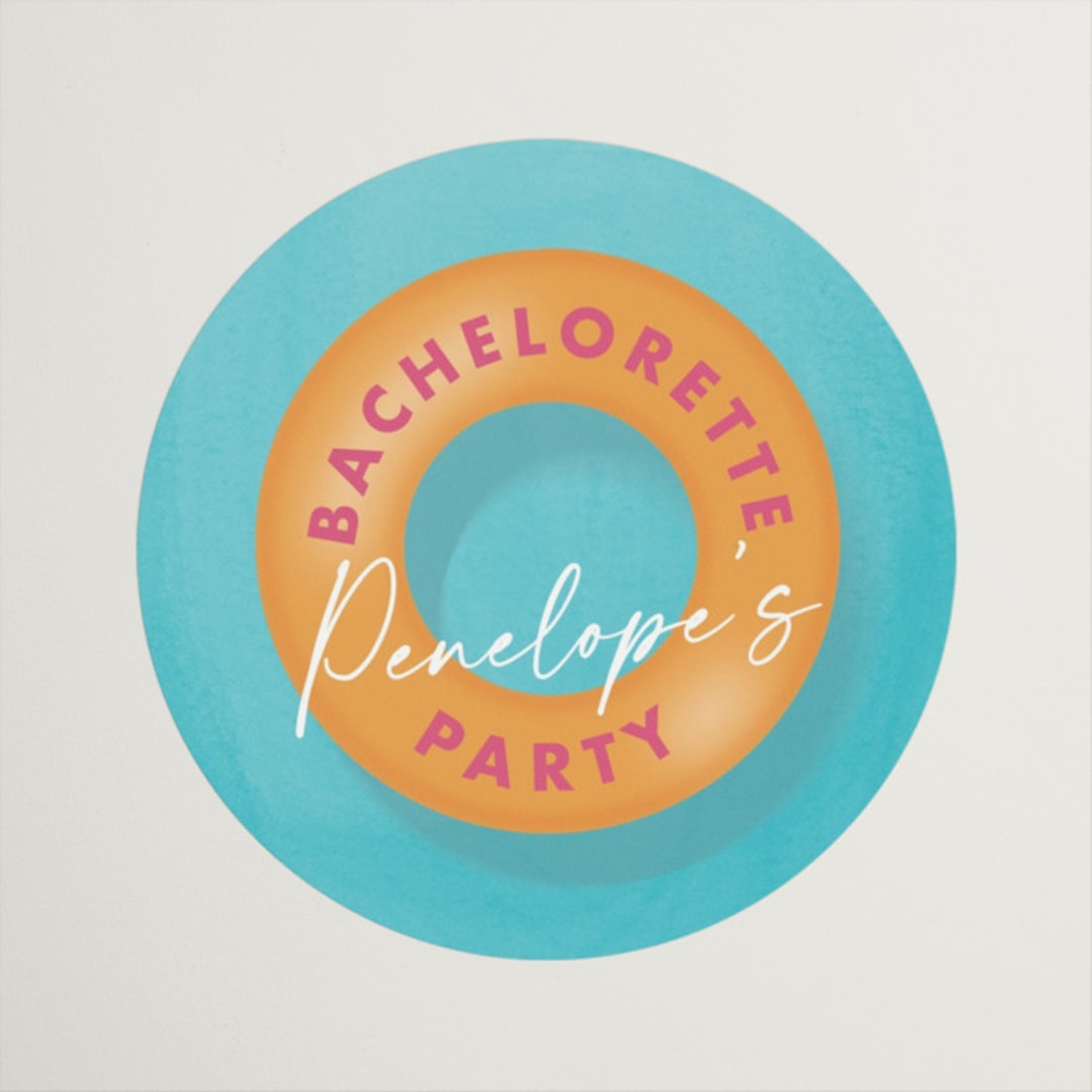 "Poolside" - Wedding Favor Stickers in Watermelon Slushie by Cindy Reynolds - Front