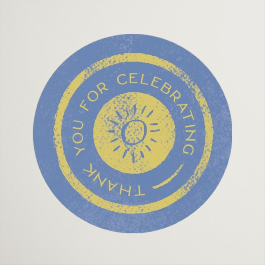 "Coastal Drift" - Wedding Favor Stickers in Caribbean Citrus by Pixel and Hank - Front