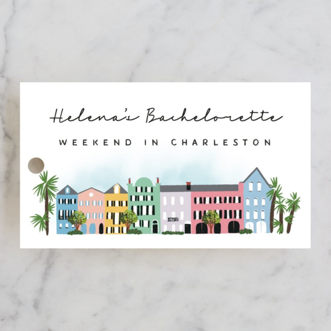 "Rainbow Row Weekend" - Wedding Favor Tags in Cloud by Becky Nimoy - Front