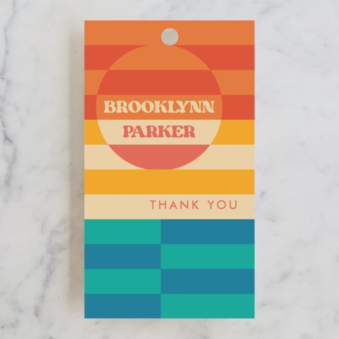 "Beachelorette" - Wedding Favor Tags in Sunset by Jenna Holcomb - Front