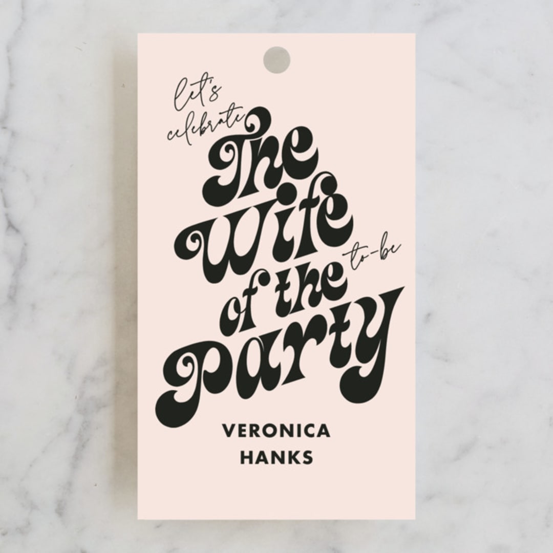 "Wife of the Party" - Wedding Favor Tags in Blush by Baumbirdy - Front