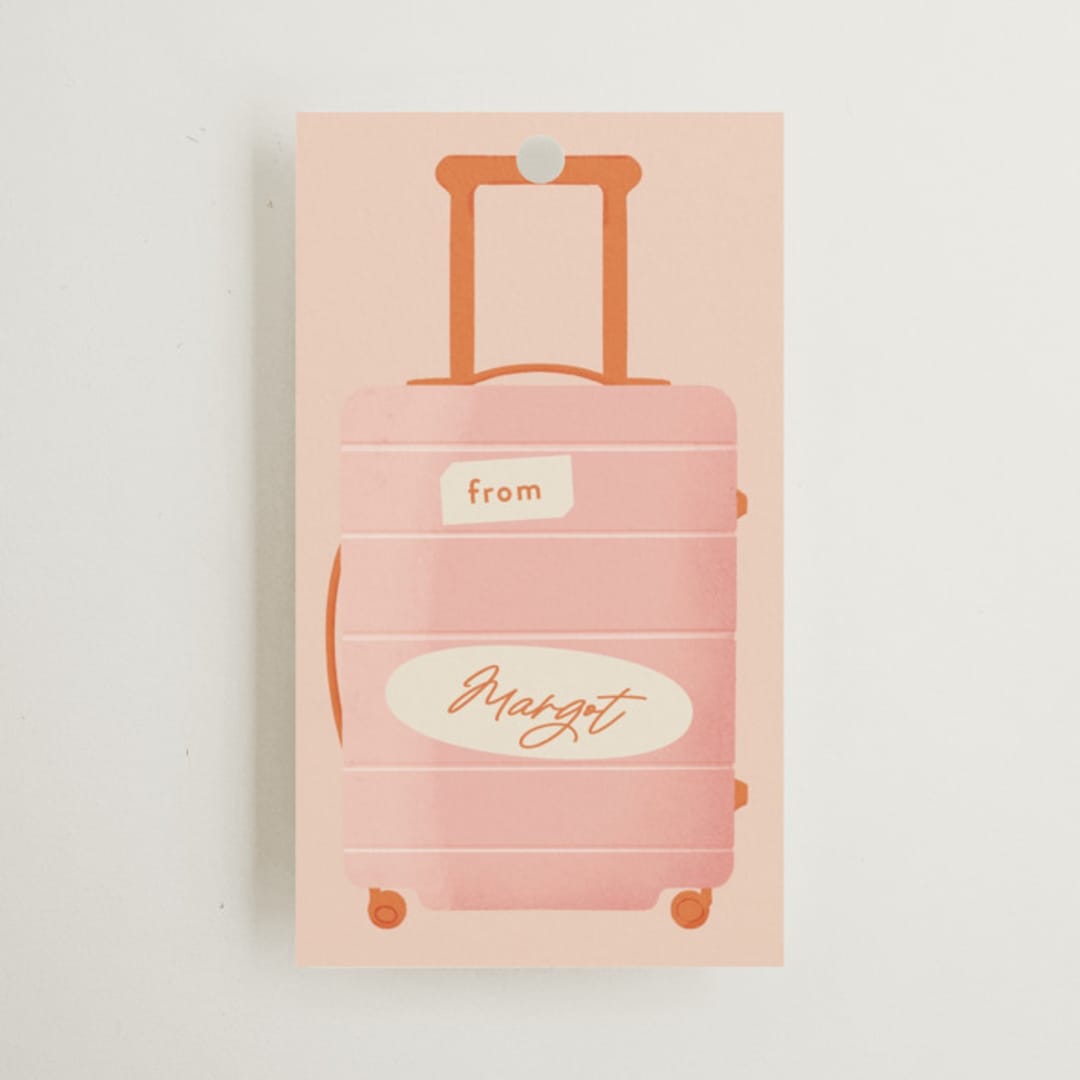 "Boarding" - Wedding Favor Tags in Blush by Gwen Bedat - Front