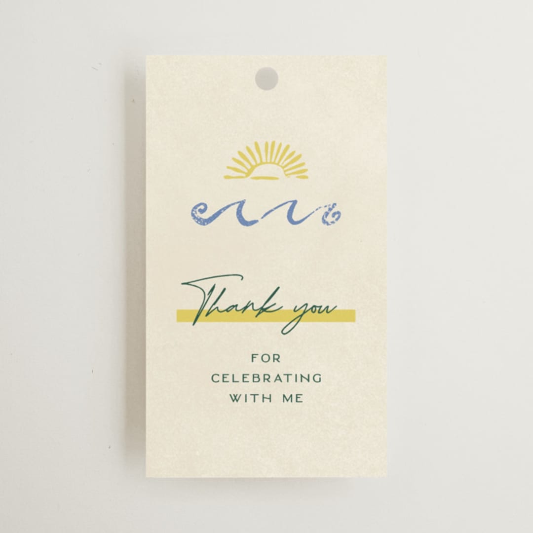 "Coastal Drift" - Wedding Favor Tags in Island Citrus by Pixel and Hank - Front