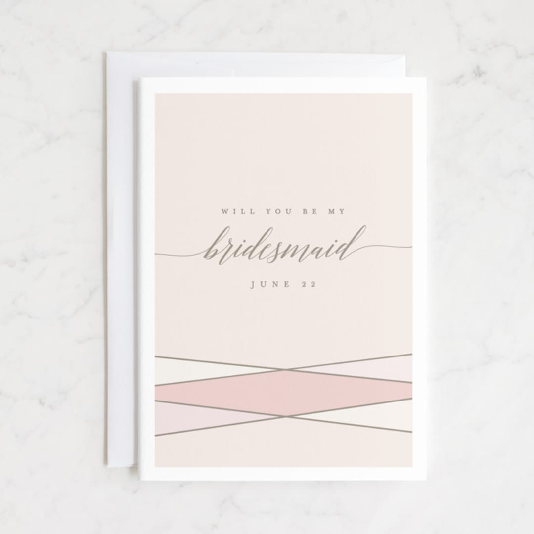 "Wrapped Up" - Bridesmaid Cards in Blush by Karidy Walker - Front
