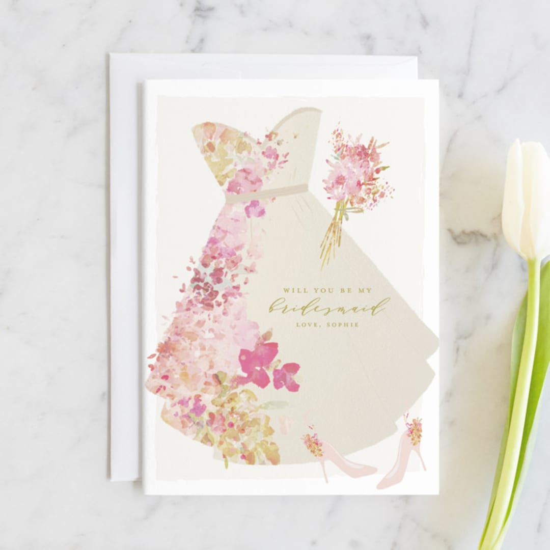 "Floral Dress" - Bridesmaid Cards in Summer by Grace Kreinbrink - Front