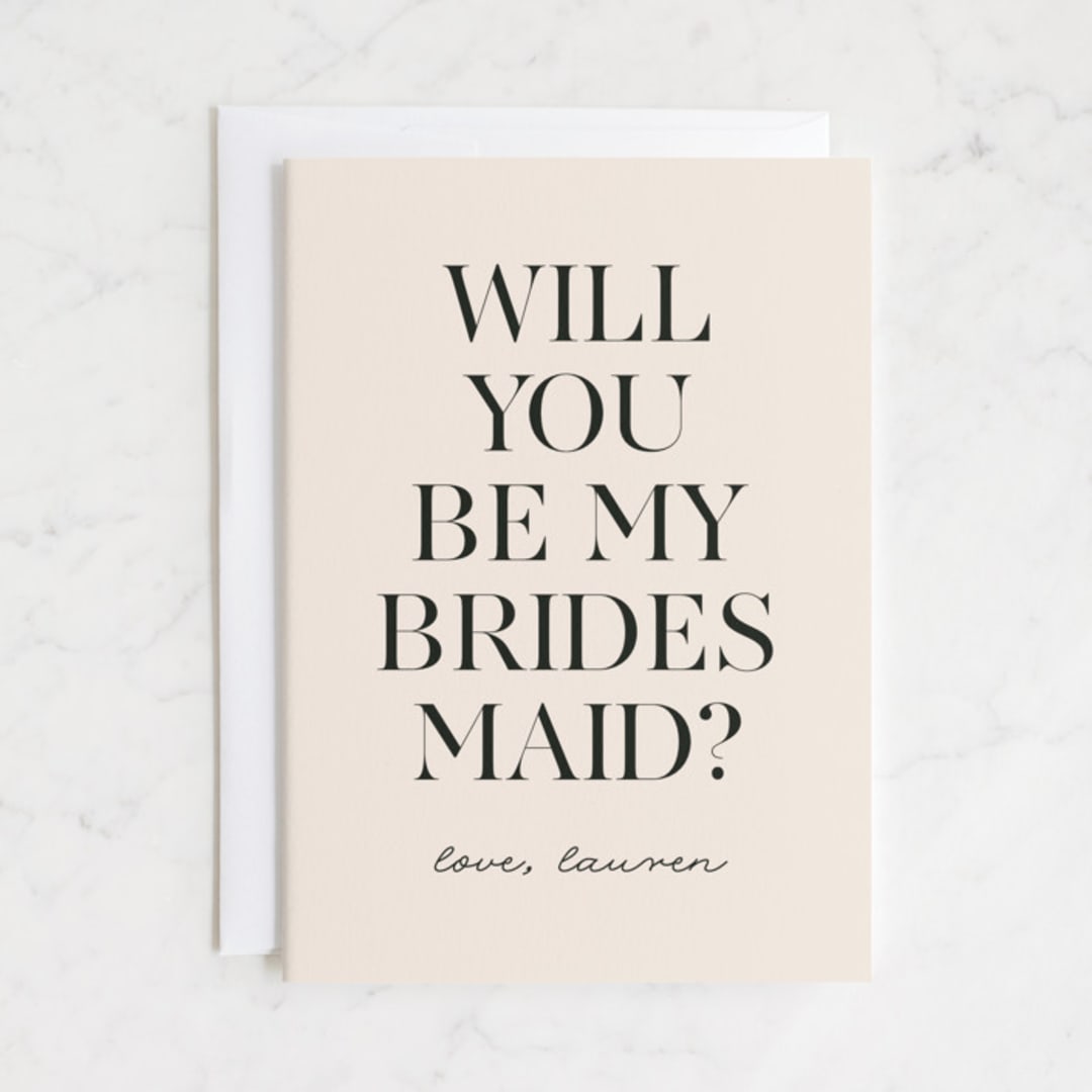 "Simple Chic" - Bridesmaid Cards in Blush by Angela Thompson - Front