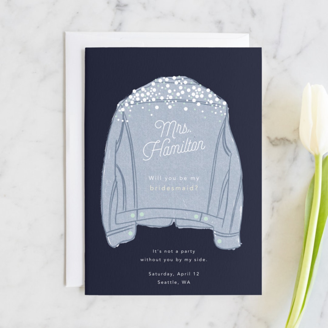 "Wife of the Party" - Bridesmaid Cards in Chambray by Hudson meet Rose - Front