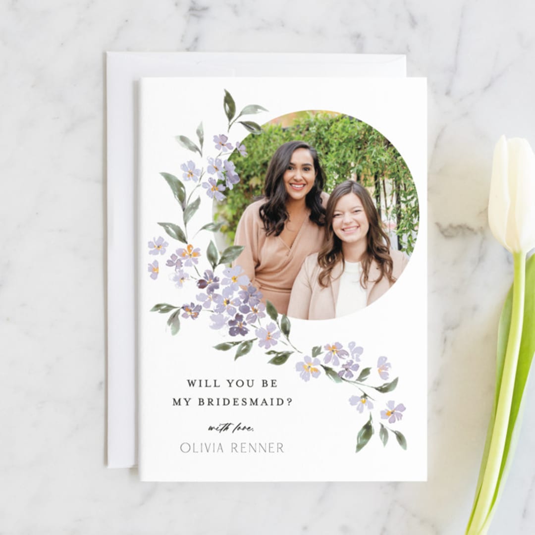 "Sweeping Vine" - Bridesmaid Cards in Periwinkle by Itsy Belle Studio - Front