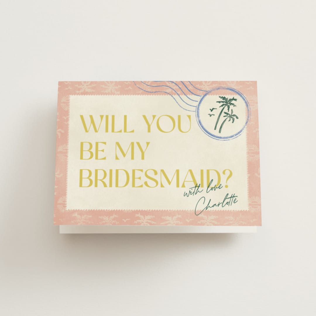 "Coastal Drift" - Bridesmaid Cards in Island Citrus by Pixel and Hank - Front