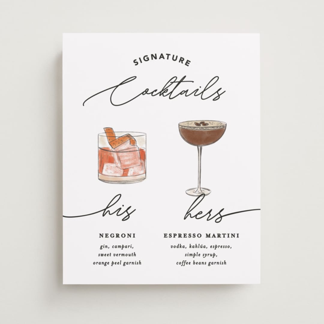 "Cocktails Pair" - Bar Signs in Ivory by Creo Study - Front