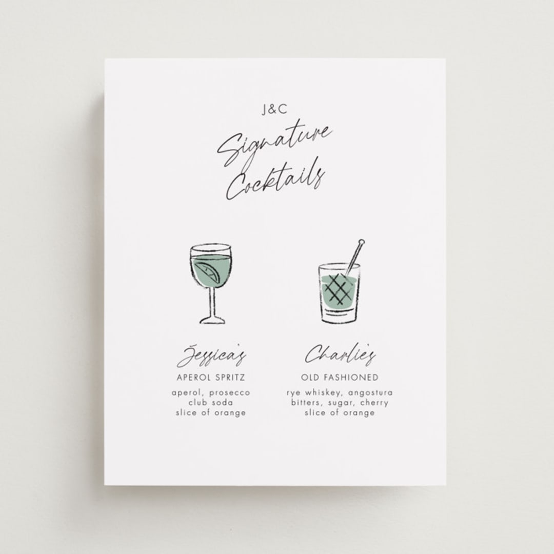 "Angled Signature Drink" - Bar Signs in Pistachio by mo kelley - Front