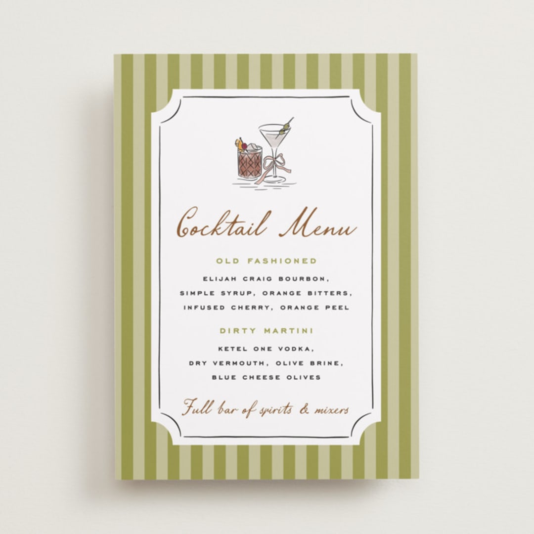 "Stock the Barware" - Bar Signs in Olive by Erin German - Front