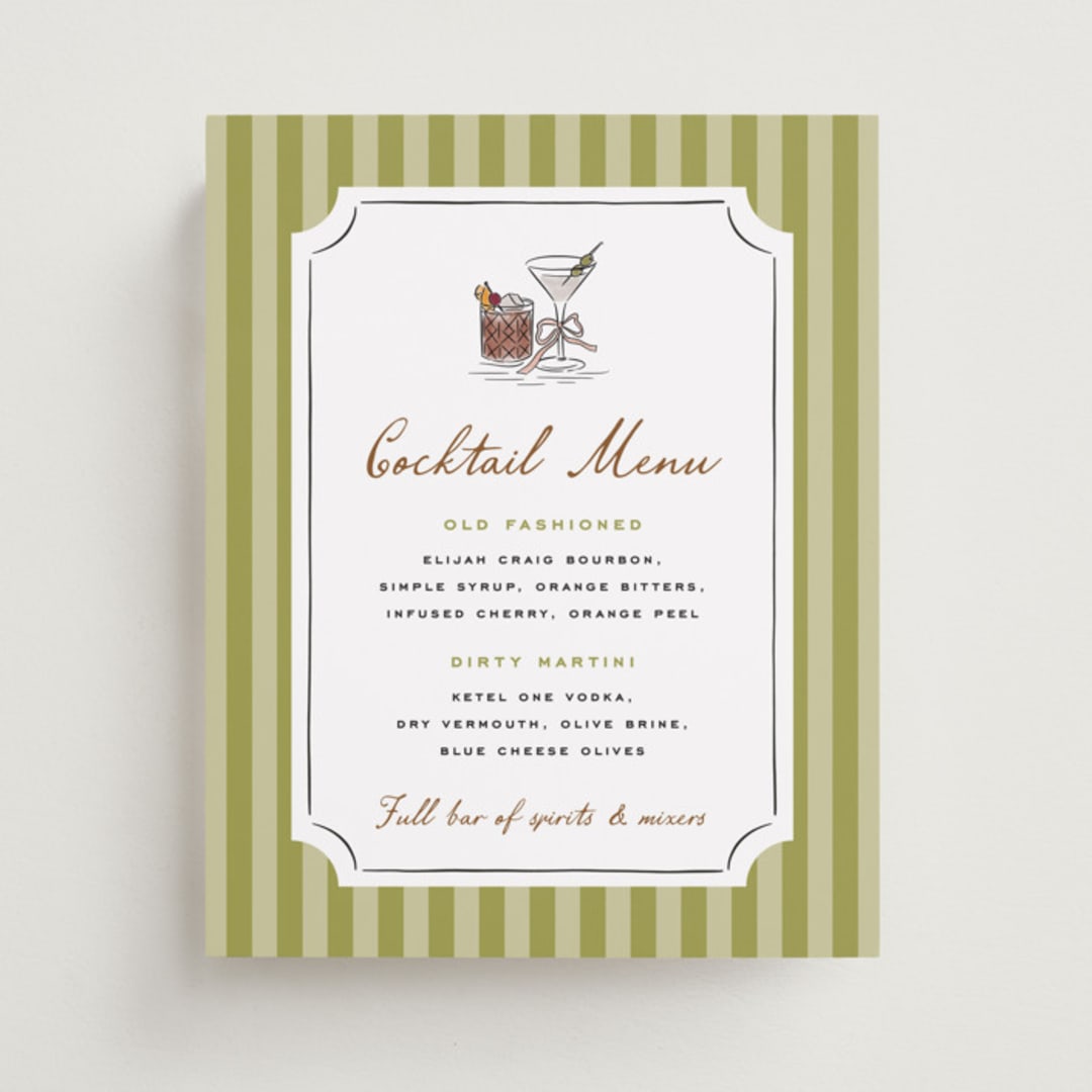 "Stock the Barware" - Bar Signs in Olive by Erin German - Front