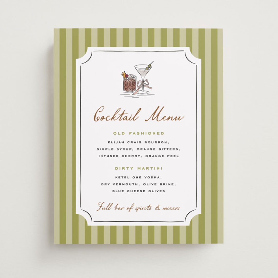 "Stock the Barware" - Bar Signs in Olive by Erin German - Front