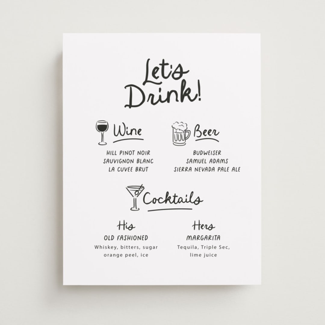 "Let's Drink!" - Bar Signs in Ebony by Itsy Belle Studio - Front