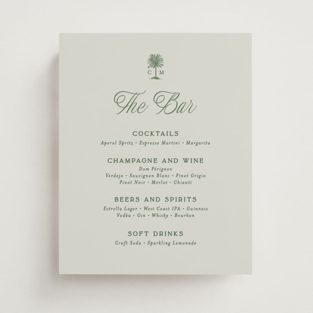"Tropical" - Bar Signs in Sage by Bethan - Front