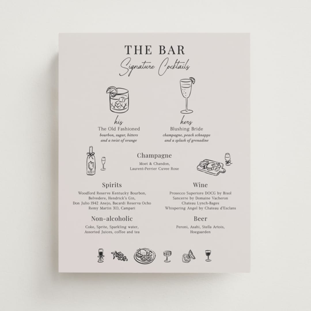 "Modern Sketch" - Bar Signs in Noir by Elly - Front